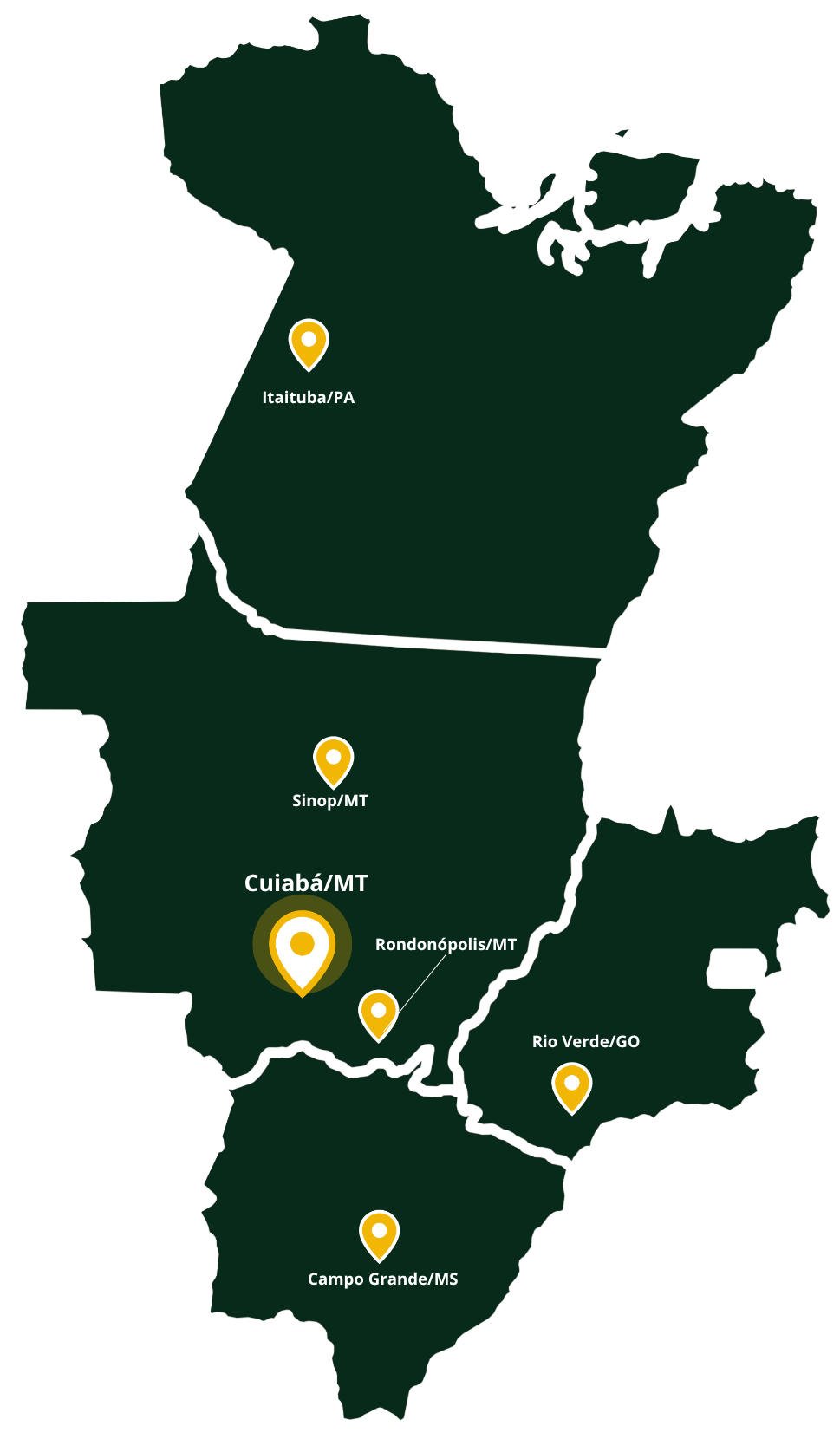 Mapa das sedes da COABRA